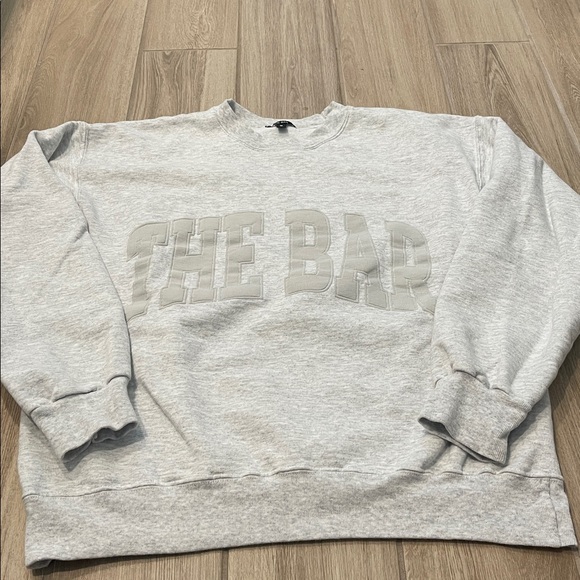 The Bar Varsity Oversized Boyfriend Sweatshirt light Heather Grey Tonal Sz M - Picture 6 of 12